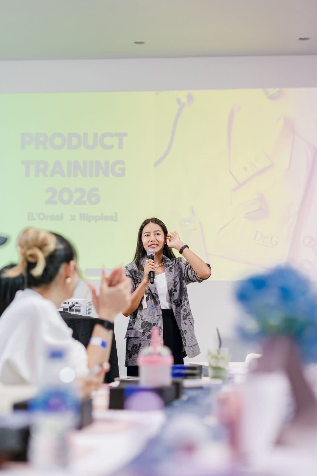 A product training session for creators on a new skincare range