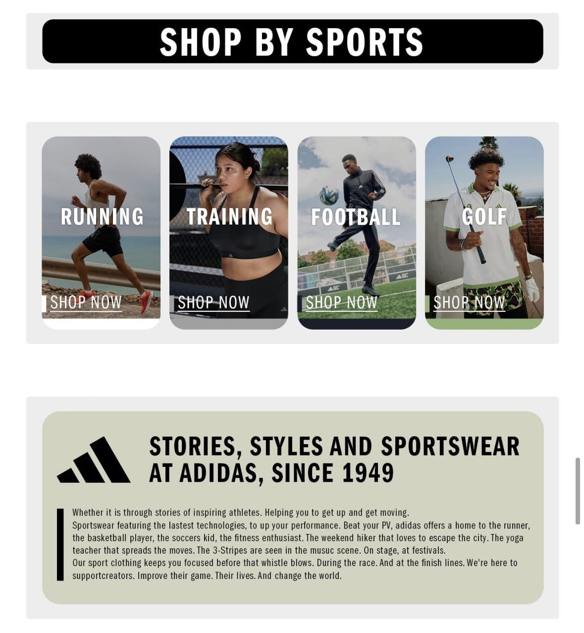 Adidas shop-in-shop by sport on TikTok Shop