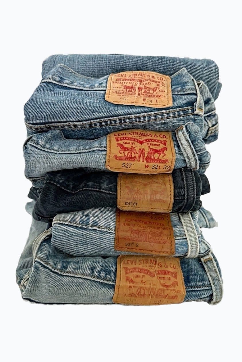 A stack of denim from the Levi's mood board