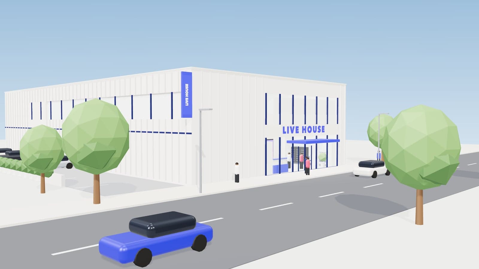 Exterior of a Ripples Live House (illustration)